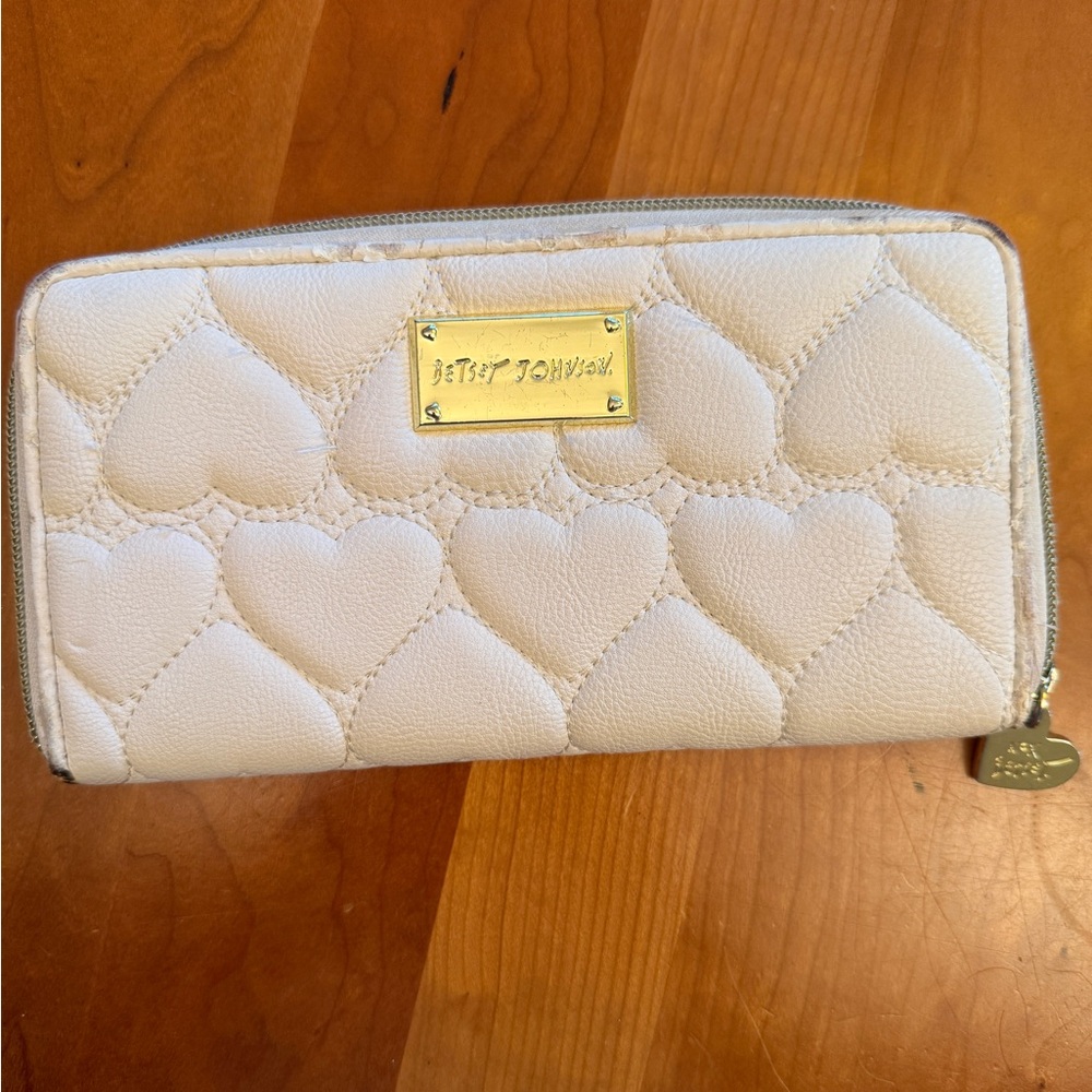 Quilted Faux Leather Wallet with Hearts